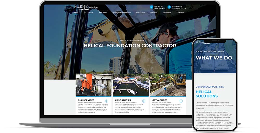 Completed website for coastal foundation solutions